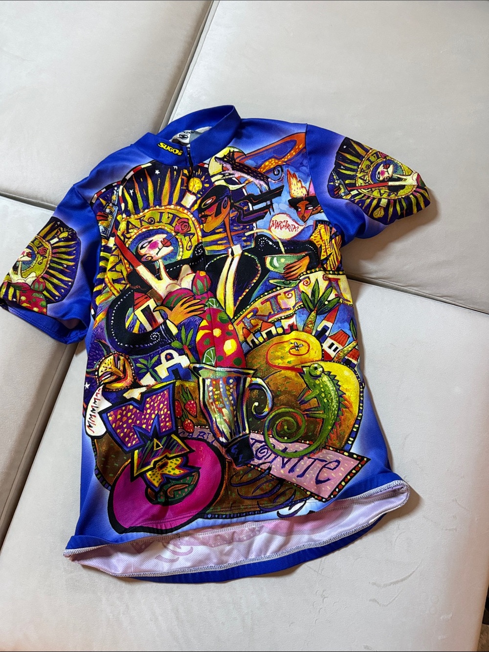 SUGOI Vibrant Blue Multicolor Abstract Cycling Jersey